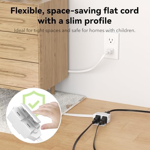 BN-LINK 6 ft 3 Outlet Indoor Extension Cord 16/2 SPT-2, 2 Pack White, 2 Prong Polarized Plug, Household Power Cord for Home, Office, and Holiday Decorations - Image 6