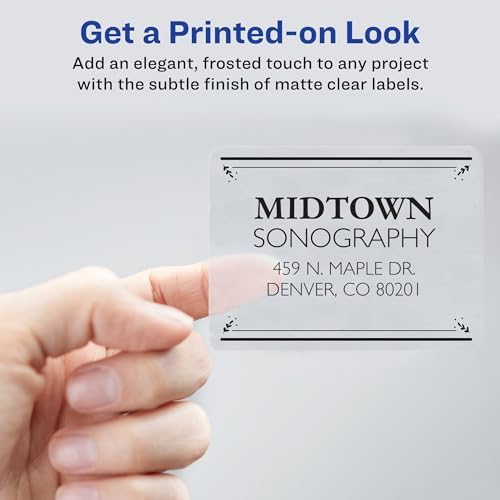Avery Printable Shipping Labels with Sure Feed, 2" x 4", Matte Clear, 100 Blank Mailing Labels (18663) - Image 2