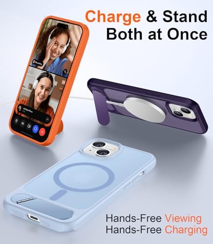 Temdan Magnetic Compatible with iPhone 14 Case/iPhone 13 Case,[Built-in Invisible Kickstand][Compatible with MagSafe][Military Grade Shockproof] Slim Translucent Matte Phone Case for iPhone 14/13 6.1" - Image 3