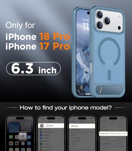 Temdan Magnetic for iPhone 18 Pro Case/iPhone 17 Pro Case Stand Light Blue - Image 2