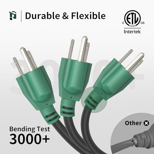 PLUGTUL 8 FT Extension Cord | 16/3 Black Heavy Duty 3 Prong Extension Cord, 13A 1625W SJTW, ETL Listed, Great for Garden and Home - Image 5
