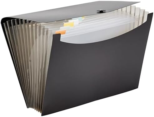 Amazon Basics Expanding Organizer File Folder for Documents, Letter Size, 13 Pockets, Waterproof, Black & Gray, 2-Pack - Image 2