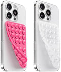 2PCS Silicone Suction Cup Phone Case Mount Double Sided, Hands-Free Phone Accessories Holder for Selfies and Videos, Silicon Sticky Phone Grip for iPhone and Android, Transparent&Hot Pink by KlearlookMaximizedClarity