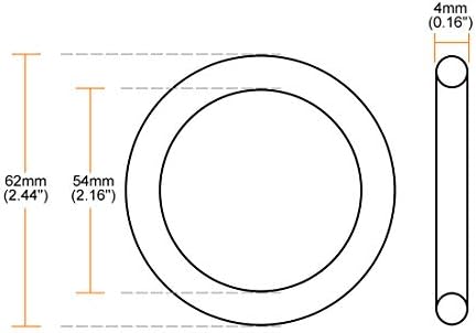 uxcell Nitrile Rubber O-Rings 62mm OD 54mm ID 4mm Width, Metric Nitrile Rubber Sealing Gasket, Pack of 1 - Image 3
