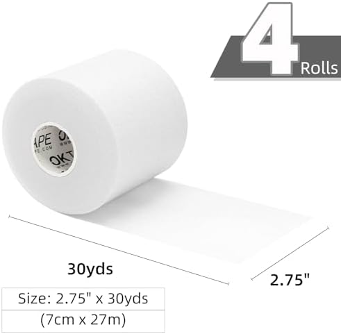OK TAPE Pre Wrap Tape 4-Rolls 120 Yds Athletic Foam Underwrap for Sports - Image 2