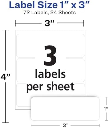 Avery Multi-Use Removable Labels, 1" x 3", White, Non-Printable, 72 Blank Labels Total (6728) (Pack of 2) - Image 4