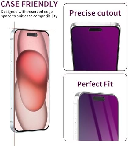 2 Pack Privacy Screen Protector for iPhone 15 Tempered Glass - Image 5