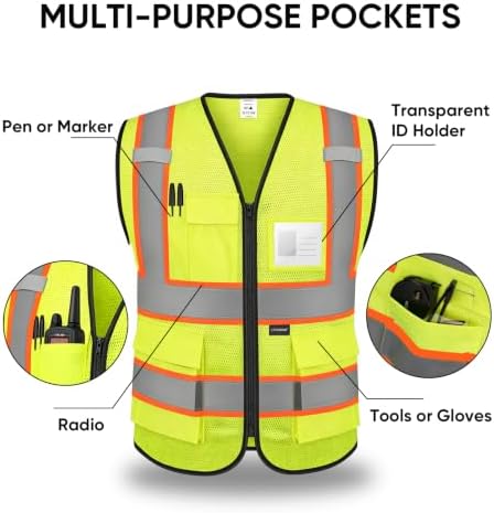TICONN High Visibility Reflective Safety Vest for Men & Women, ANSI Class 2 - Image 4