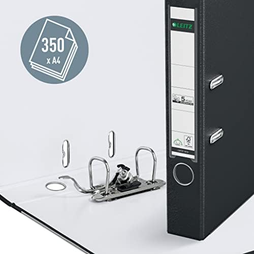 Leitz Lever Arch File, Black, Plastic, A4, 5 cm Spine, 10150095, Holds 350 Sheets - Image 3