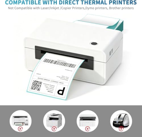 9527 Product Fanfold 4 x 6 Direct Thermal Labels with Blue Background Paper Perforated Shipping Labels for Thermal Printers, 100 Label per Stack, 1 Stack - Image 5