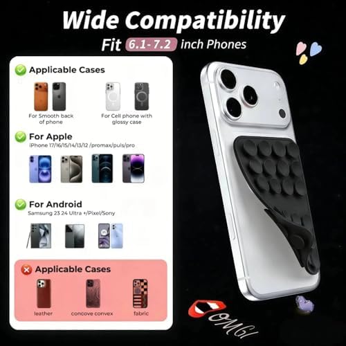 Upgraded Double Sided Silicone Suction Phone Case Detachable Mount, Black - Image 5