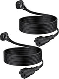 6Ft Flat Plug Short Extension Cord, 90-Degree Plug Low Profile Power Adapter, 3-Prong Indoor Grounded Small Extension Cord Black 16AWG 13A 1625W 2 Pack by LitStar