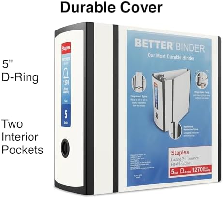 Staples Better 5-Inch D-Ring View Binder, Reinforced Spine - Image 2