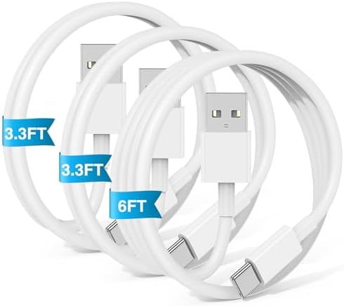 Car Carplay Cable for iPhone 17 16 15 Pro Plus Pro Max Air，3-Pack [3.3FT+3.3FT+6FT] USB A to USB C Cable for iPhone 17 16 15，for iPad Pro/Air/Mini，for Galaxy S25 S24，for MacBook Pro/Air and More by JERMASAL