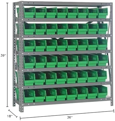 Quantum Storage Systems 1839-103GN Steel Shelving Unit with 4" Shelf Bins, 18" D x 36" W x 39" H, Green - Image 2