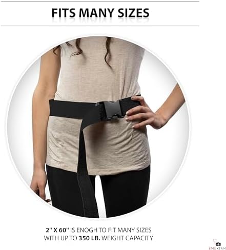 EMS XTRM Gait Belts for Seniors, Belt to Lift Elderly Standing Assist Aid Quick Release Buckle for Caregivers, Nurses, Home Health Aides, Physical Therapists (Plastic Buckle - Black) - Image 6