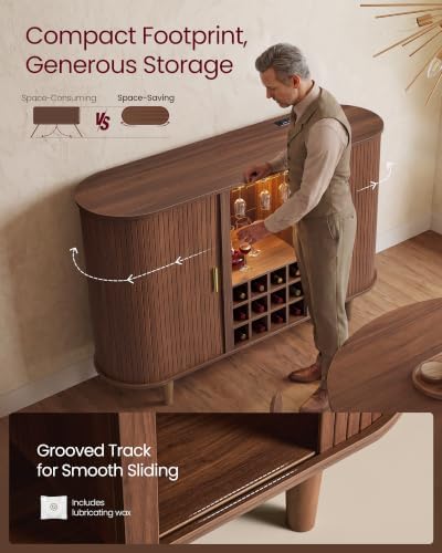 VASAGLE Storage Cabinet, Sideboard with LED Lights and Power Strip - Image 5