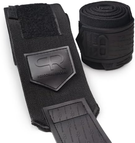 PR Personal Record Elbow Wraps for Weightlifting - Heavy Duty Construction, 25% More Elasticity, Reinforced Stitching, Extra Wide Fastener, Easy to Adjust, All Black - Image 2