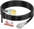 Skrizcable 14/3 6 FT Extension Cord Outdoor, Black Power Cord Weatherproof by Skrizcable