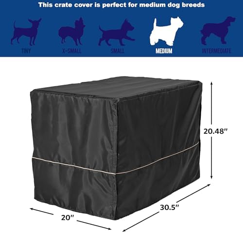 MidWest Homes for Pets Medium Dog Crate Cover, Black Polyester Privacy Kennel Cover Fits Most 30-inch Crates, Machine Washable, Reduces Barking & Chewing - Image 6