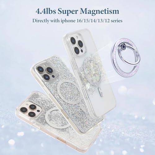 Magnetic Phone Ring for MagSafe Grip [Super Magnet] Gold Twinkle Design Ring Holder Stand, magsafe pop Socket (Colorful and Dazzling) - Image 5