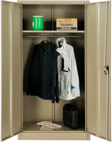 Global Industrial Wardrobe Storage Cabinet with Garment Rod, Steel - Image 3