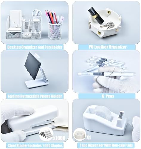 LXEVIHK White Desk Accessories 23-Piece Office Supplies Gift Set - Image 3