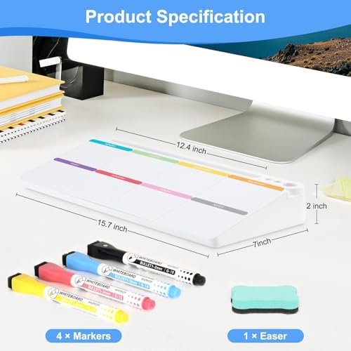 Desktop Glass Whiteboard with Storage, Weekly Calendar Desk White Board - Image 5