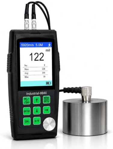 Professional Ultrasonic Thickness Gauge Industrial-884X, 0.033–15.75" (0.85–400 mm) Range, PC Data Connectivity, Multi-Probe Compatible, Digital Measuring Tool with 2000 Data Memory & Color LCD by VVV-Group