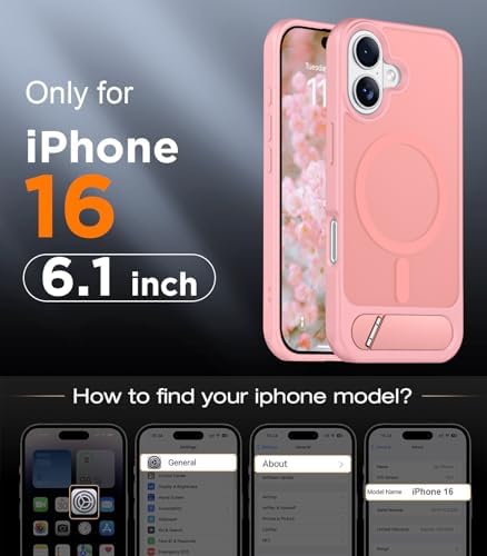 Temdan Magnetic Compatible with iPhone 16 Case, [Built-in Invisible Kickstand][Compatible with MagSafe][Military Grade Shockproof] Slim Translucent Matte Phone Case for iPhone 16 6.1" - Image 2