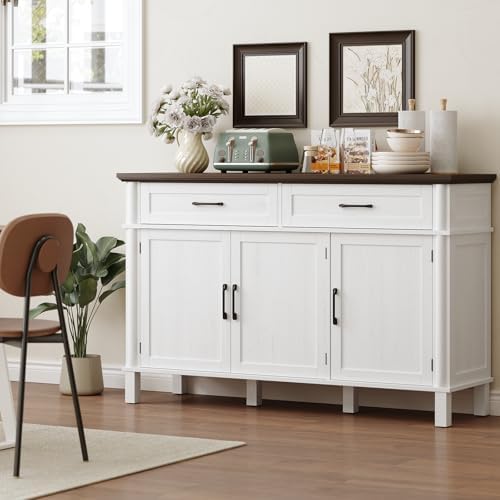 ONBRILL 55 Inch Buffet Cabinet with Storage, Off White - Image 3