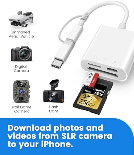 SD Card Reader for iPhone iPad, Oyuiasle Digital Trail Camera SD Card Viewer with Dual Slot for MicroSD/SD, Lightening&USBC Dual-Connector Memory Card Adapter for Photography, Plug and Play - Image 5