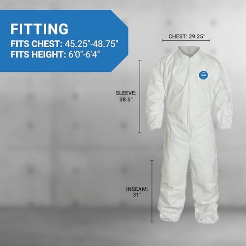 DuPont Tyvek 400 Disposable Protective Coverall with Elastic Wrists and Ankles, White, 2X-Large, 25-Pack - Image 4