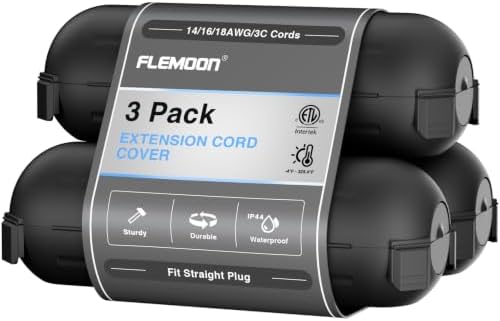 [3 Pack] Flemoon Outdoor Extension Cord Safety Cover with Waterproof Seal by FLEMOON