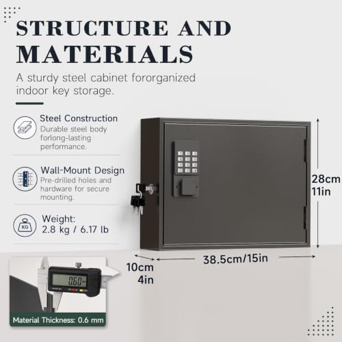 60 Key Lock Box Smart Key Organier Cabinet with Keypad & App for Office - Image 2