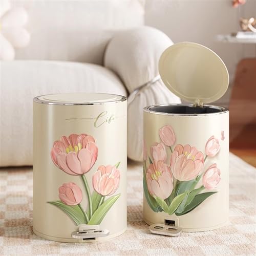 8/12 Liter Metal Smart Trash Can Round Step Pedal Soft Close Lid Inner Bucket Modern Creative Decor for Home Office Bathroom Small Size Eco Friendly Durable - Image 5