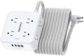 Surge Protector Power Strip - CHCORE 20Ft Braided Extension Cord with 8 Outlets with 4 USB (2 USB C) Charging Ports, Flat Plug Multi Plug Outlet Extender Charging Station for Home Office, ETL, White by Unknown