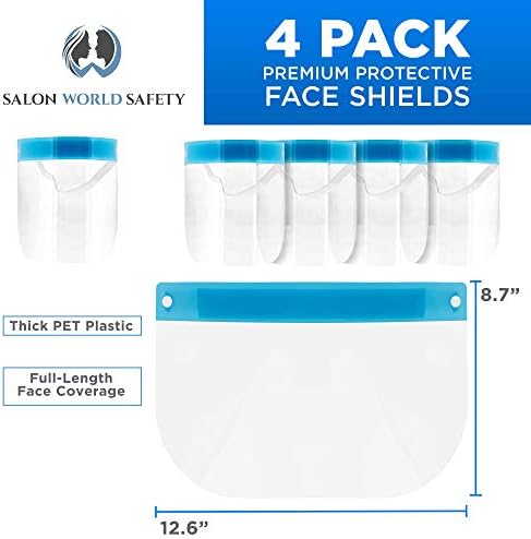 Salon World Safety Face Shields - Protective Full Face Shields (Pack of 4) - Image 2