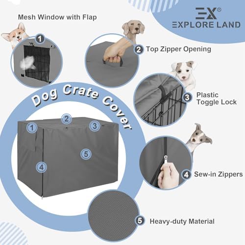 Explore Land Dog Crate Cover, 24 inches, Grey - Image 4