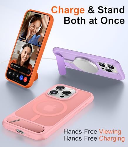 Temdan Magnetic Compatible with iPhone 15 Pro Case, [Built-in Invisible Kickstand][Compatible with MagSafe][Military Grade Shockproof] Slim Translucent Matte Phone Case for iPhone 15 Pro 6.1" - Image 3
