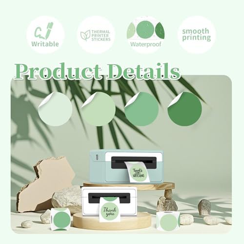 2 inch Round Thermal Label,Sage Green Thermal Sticker Labels for Business and Home,Direct Thermal Printer Label for DIY Logo Design,Thanks Card - Image 3