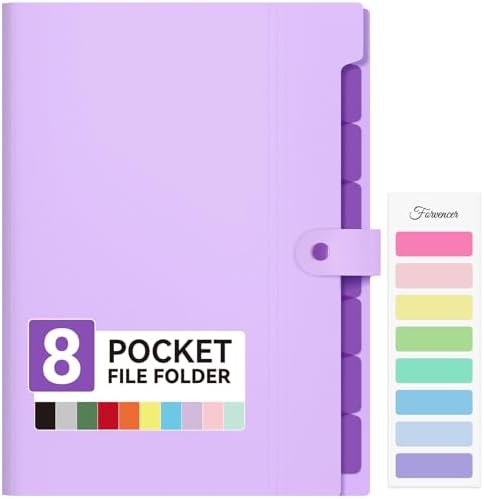 Forvencer Expanding File Folder 8 Pocket, Accordion File Organizer, Letter by Forvencer