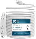 K KASONIC 50 FT 3 Outlet Extension Cord, 16/3 SJTW Grounded Cord, White by KASONIC