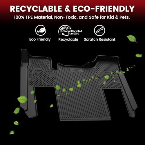 Lasfit Floor Mats for Kenworth T680 2013-2026/ T880 2014-2026, All-Weather Protection TPE Car Liners for Kenworth T680/T880 Accsessories, Black, Easy to Clean - Image 6