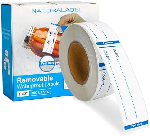 NATURALABEL 300 Removable Freezer Labels with Dispenser, 1" x 3" (Blue) by NATURALABEL