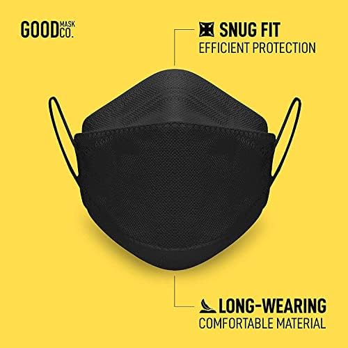 Good Mask Co. Good Comfort KN95 Face Mask, Disposable, Folding, Comfortable, Bulk (25 Pack, Black) - Image 2