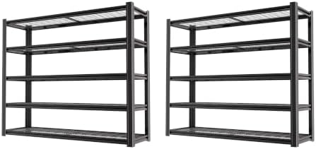 5-Tier Heavy Duty Garage Shelving, 5,000 lbs Capacity Adjustable Metal Storage Shelving Unit for Garage, Basement, Warehouse & Workshop, 62" W x 24" D x 84" H by LIJIUHOME