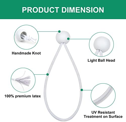 50PCS Mini White Ball Bungee Cords, 4 Inch Heavy Duty Outdoor Bungee Cord with Balls, Tarp Tie Down Bungee Balls for Shelter, Camping, Cargo,Tent Poles UV Resistant（Ball Size 1 inch） - Image 6