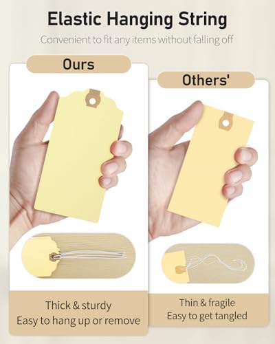 Uniclife 72 Pcs Blank Shipping Tags with Elastic String Attached Cardstock Paper Hang Tags with Reinforced Eyelet Large Marking Price Tag Inventory Label Tag, Beige (4.7" x 2 3/8") - Image 4