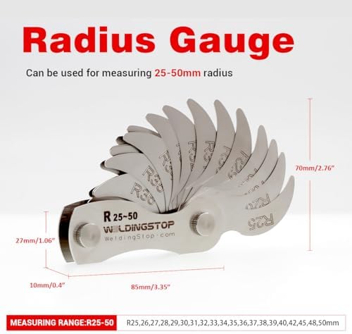 Radius Gauge Set (R25-50mm) Stainless Steel Radius Fillet Gage - Image 4